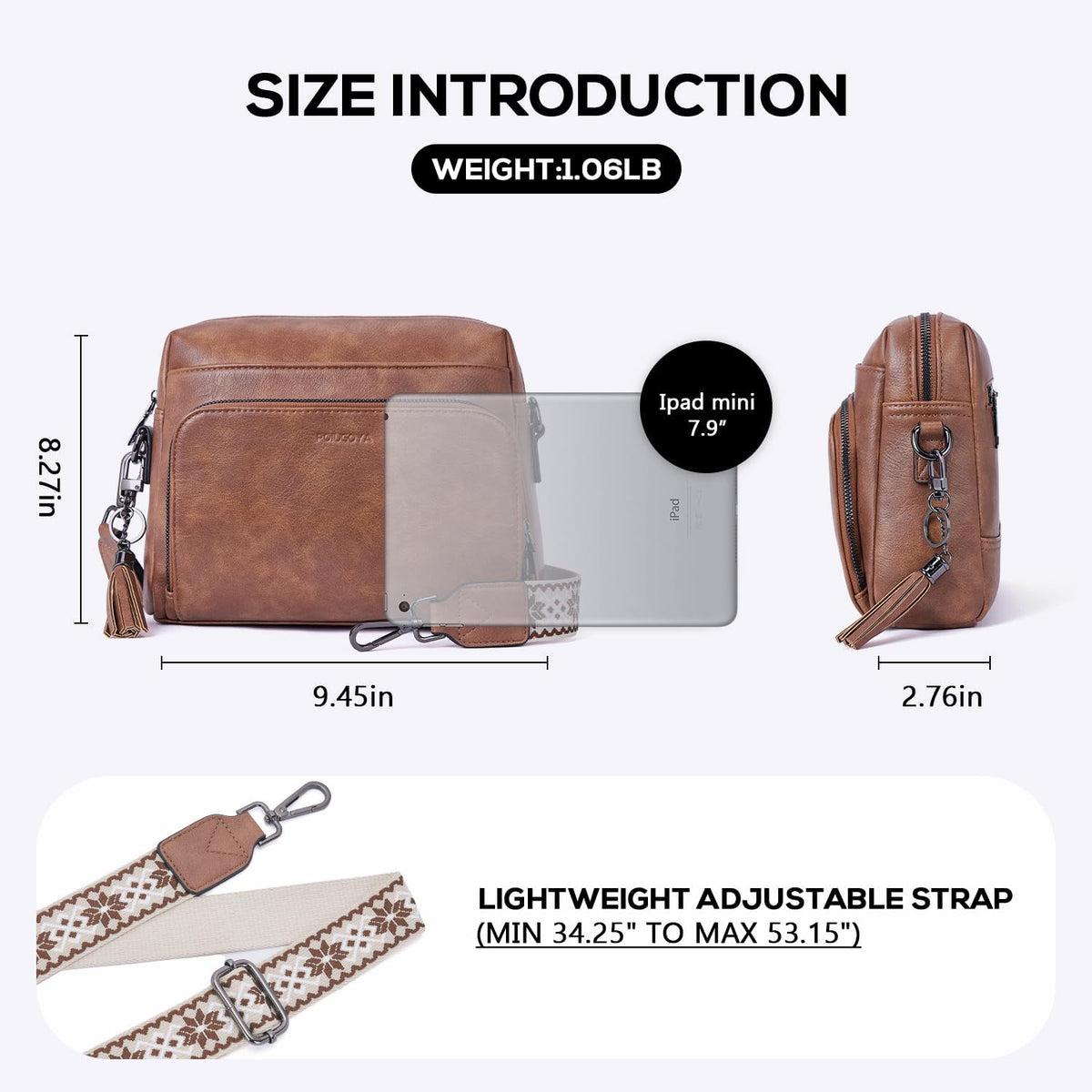 POIUGOYA Leather Crossbody Bag for Women Travel Purse Built-In RFID Wallet
