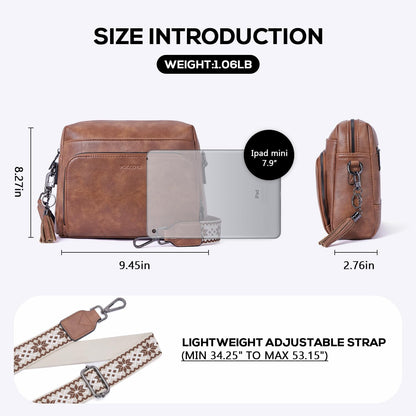 POIUGOYA Leather Crossbody Bag for Women Travel Purse Built-In RFID Wallet