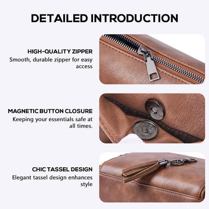 POIUGOYA Leather Crossbody Bag for Women Travel Purse Built-In RFID Wallet