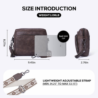 POIUGOYA Leather Crossbody Bag for Women Travel Purse Built-In RFID Wallet