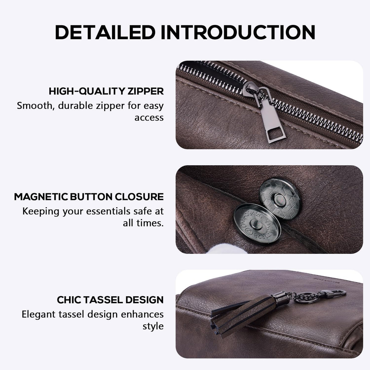 POIUGOYA Leather Crossbody Bag for Women Travel Purse Built-In RFID Wallet