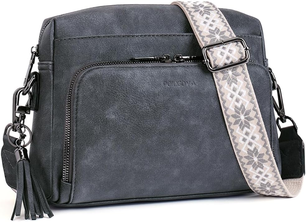 POIUGOYA Leather Crossbody Bag for Women Travel Purse Built-In RFID Wallet