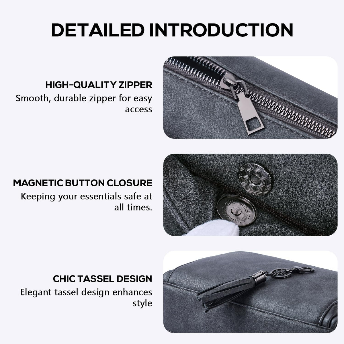 POIUGOYA Leather Crossbody Bag for Women Travel Purse Built-In RFID Wallet