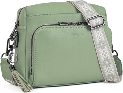 POIUGOYA Leather Crossbody Bag for Women Travel Purse Built-In RFID Wallet