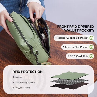 POIUGOYA Leather Crossbody Bag for Women Travel Purse Built-In RFID Wallet