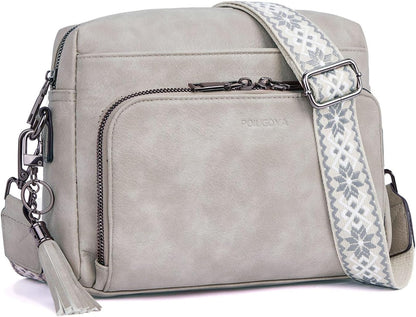 POIUGOYA Leather Crossbody Bag for Women Travel Purse Built-In RFID Wallet