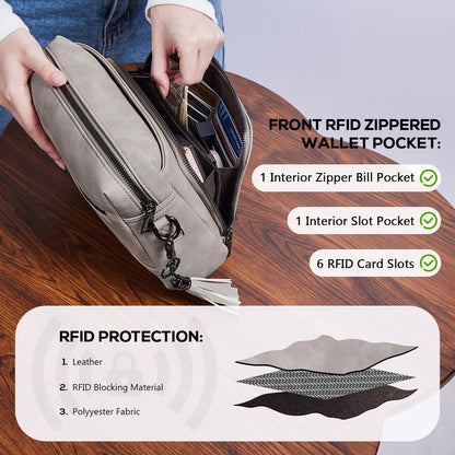 POIUGOYA Leather Crossbody Bag for Women Travel Purse Built-In RFID Wallet