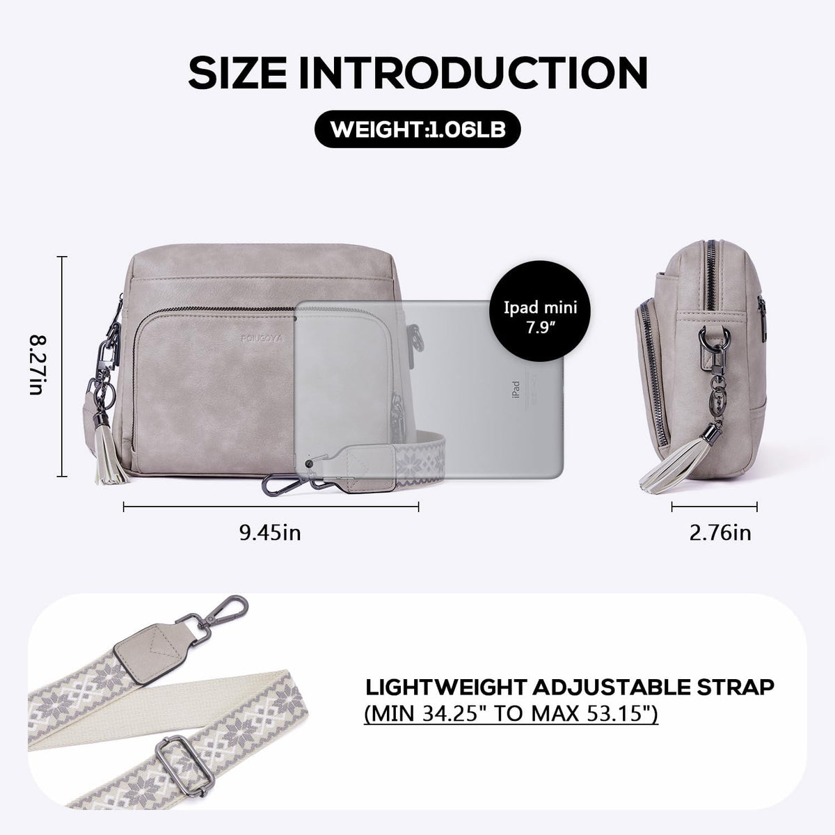 POIUGOYA Leather Crossbody Bag for Women Travel Purse Built-In RFID Wallet