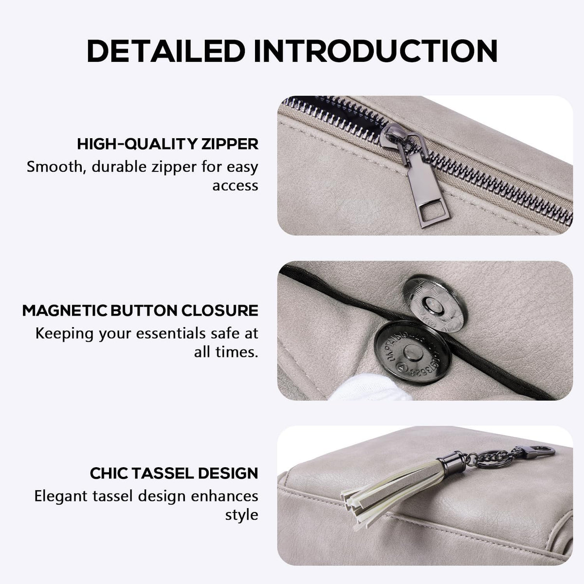 POIUGOYA Leather Crossbody Bag for Women Travel Purse Built-In RFID Wallet