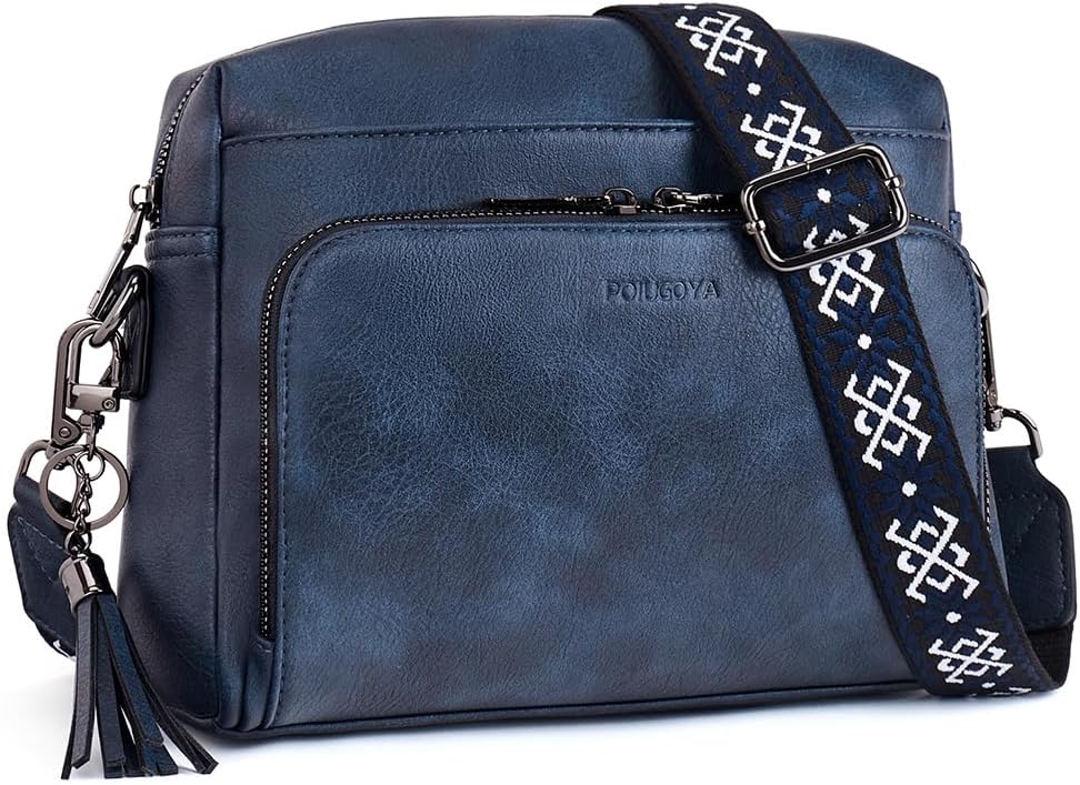 POIUGOYA Leather Crossbody Bag for Women Travel Purse Built-In RFID Wallet
