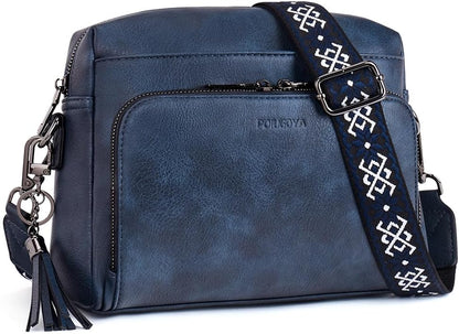 POIUGOYA Leather Crossbody Bag for Women Travel Purse Built-In RFID Wallet