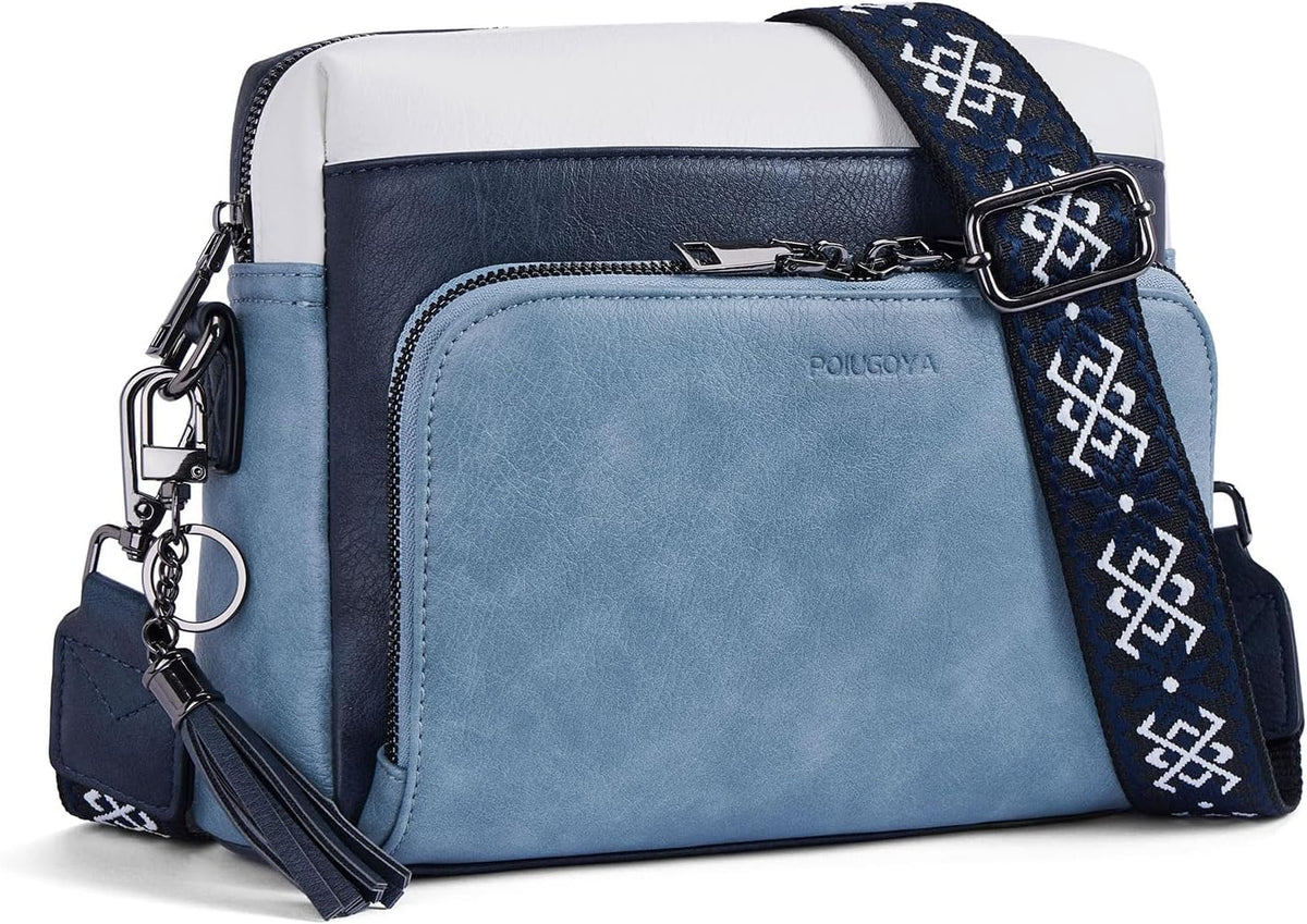 POIUGOYA Leather Crossbody Bag for Women Travel Purse Built-In RFID Wallet