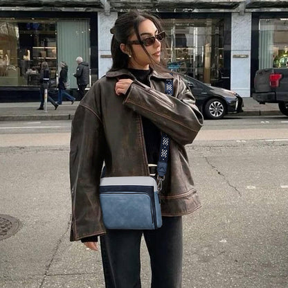 POIUGOYA Leather Crossbody Bag for Women Travel Purse Built-In RFID Wallet