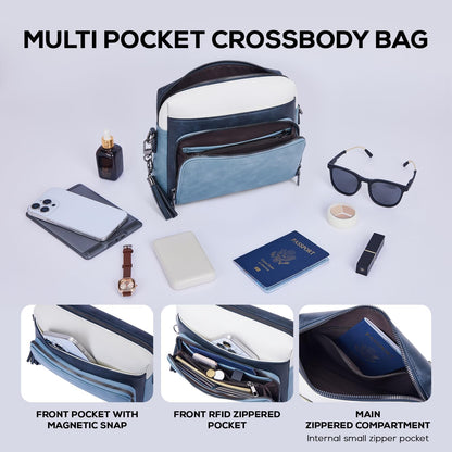 POIUGOYA Leather Crossbody Bag for Women Travel Purse Built-In RFID Wallet