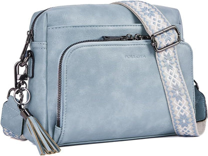 POIUGOYA Leather Crossbody Bag for Women Travel Purse Built-In RFID Wallet