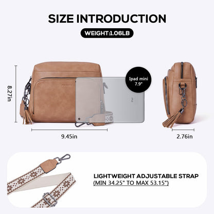 POIUGOYA Leather Crossbody Bag for Women Travel Purse Built-In RFID Wallet