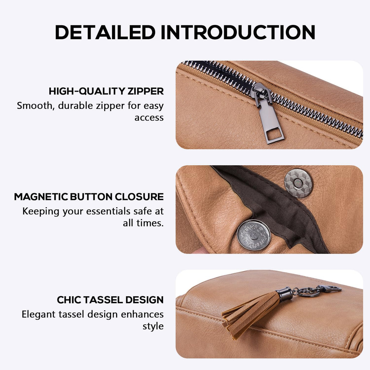 POIUGOYA Leather Crossbody Bag for Women Travel Purse Built-In RFID Wallet