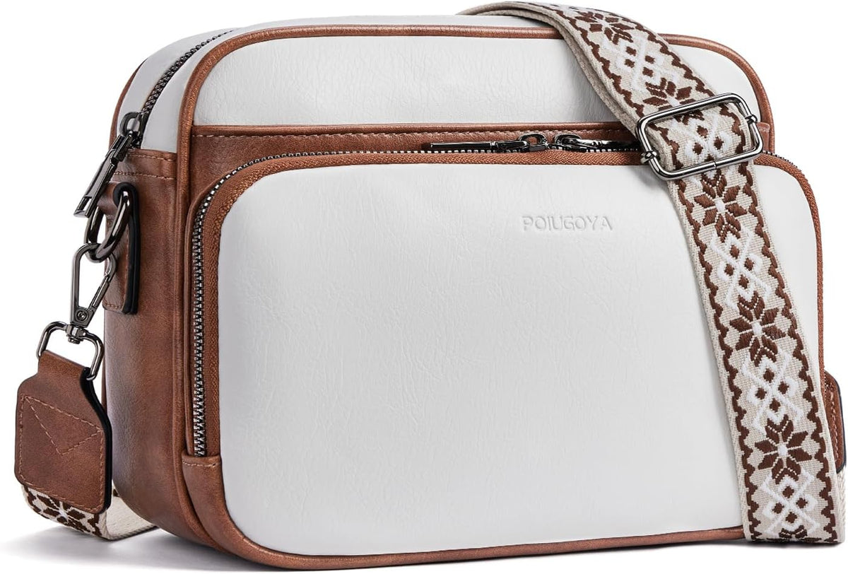 POIUGOYA Leather Crossbody Bag for Women Travel Purse Built-In RFID Wallet