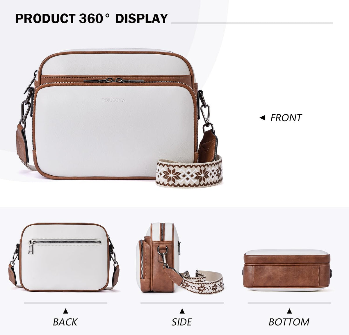 POIUGOYA Leather Crossbody Bag for Women Travel Purse Built-In RFID Wallet