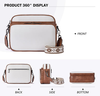 POIUGOYA Leather Crossbody Bag for Women Travel Purse Built-In RFID Wallet