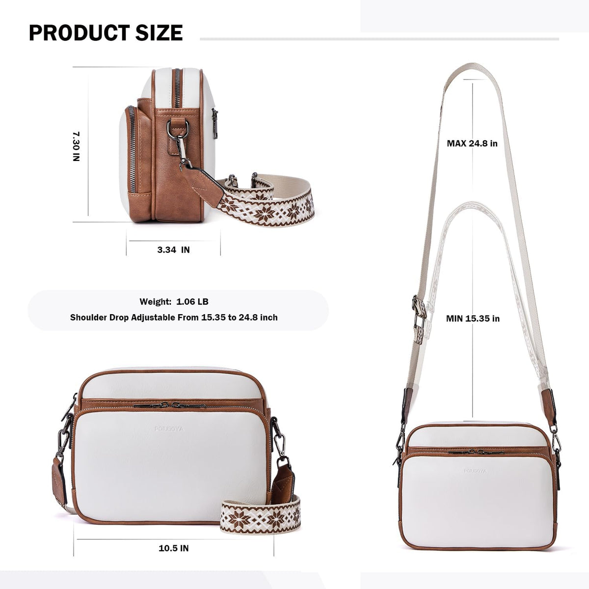 POIUGOYA Leather Crossbody Bag for Women Travel Purse Built-In RFID Wallet