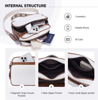 POIUGOYA Leather Crossbody Bag for Women Travel Purse Built-In RFID Wallet
