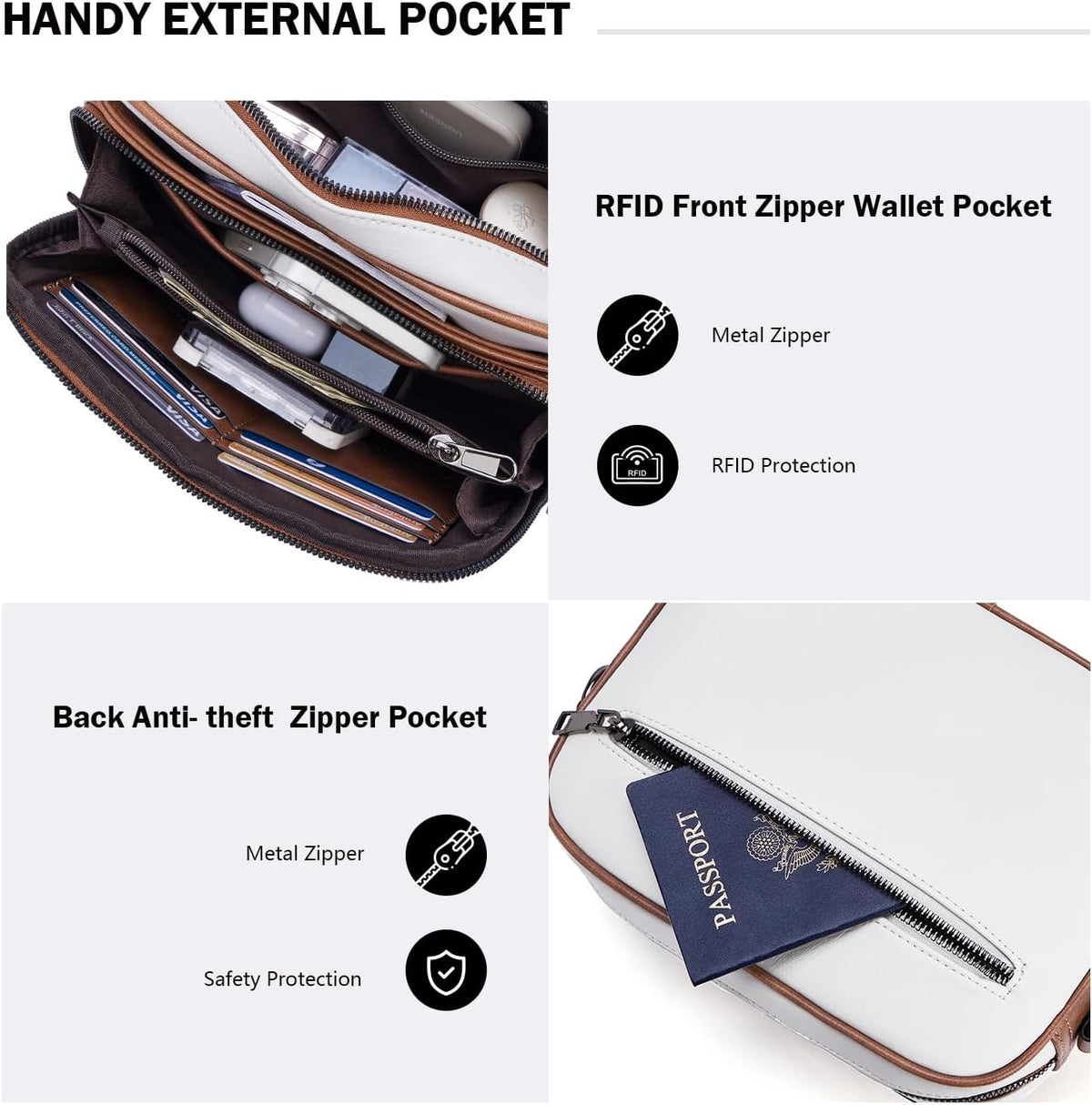 POIUGOYA Leather Crossbody Bag for Women Travel Purse Built-In RFID Wallet