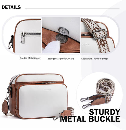 POIUGOYA Leather Crossbody Bag for Women Travel Purse Built-In RFID Wallet