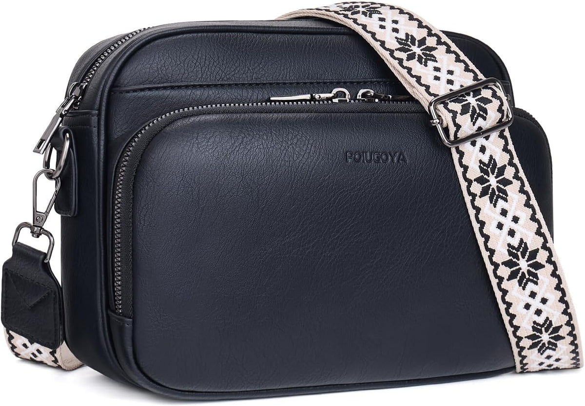 POIUGOYA Leather Crossbody Bag for Women Travel Purse Built-In RFID Wallet