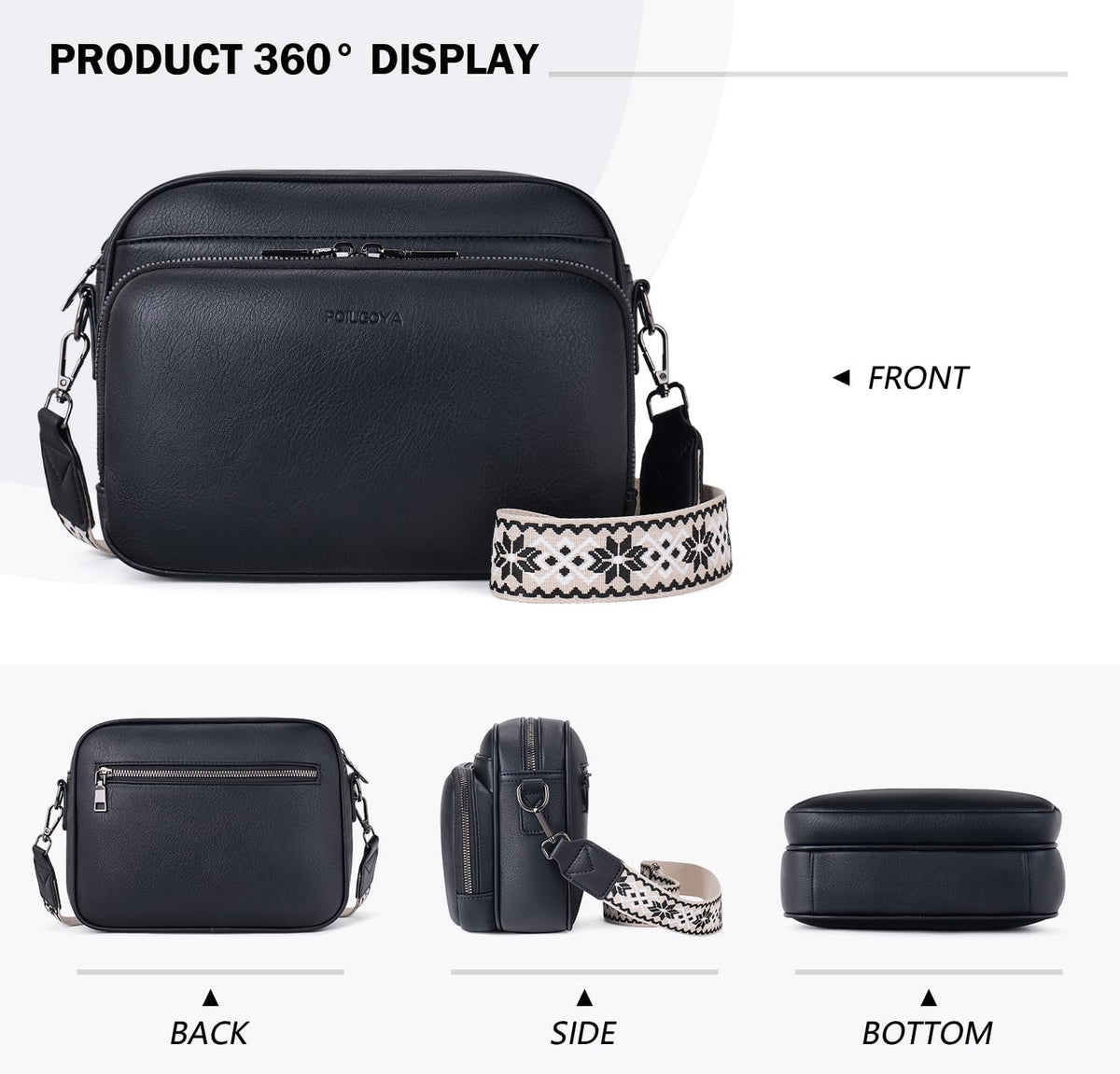POIUGOYA Leather Crossbody Bag for Women Travel Purse Built-In RFID Wallet