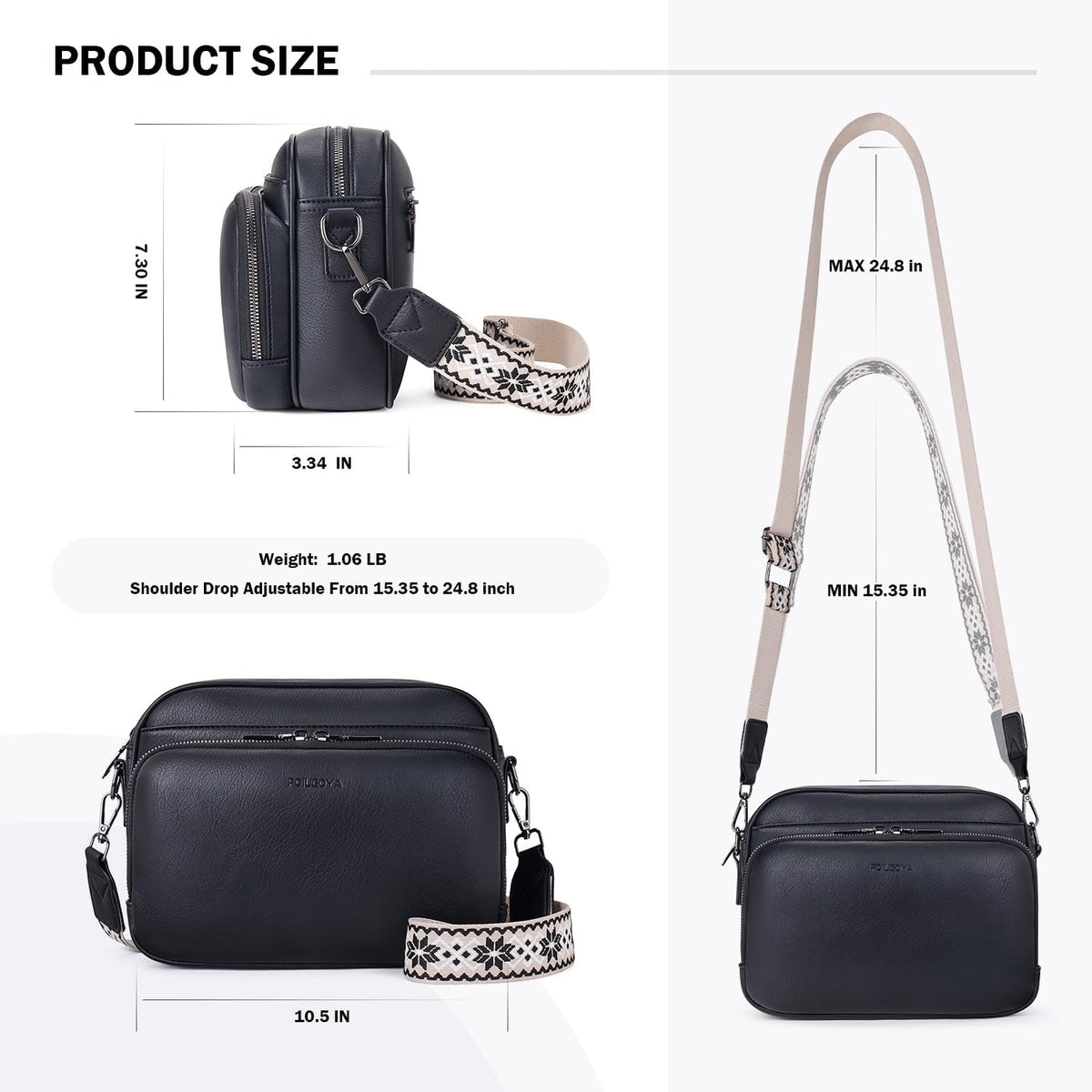 POIUGOYA Leather Crossbody Bag for Women Travel Purse Built-In RFID Wallet