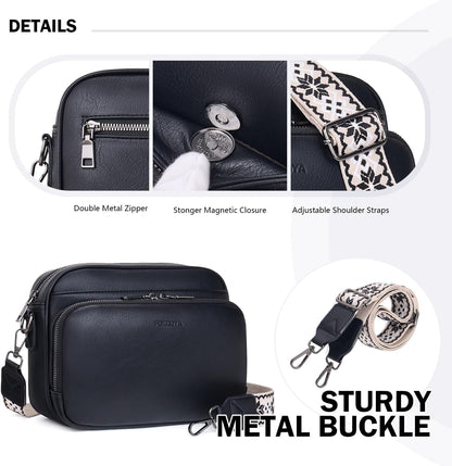 POIUGOYA Leather Crossbody Bag for Women Travel Purse Built-In RFID Wallet