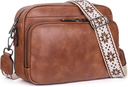 POIUGOYA Leather Crossbody Bag for Women Travel Purse Built-In RFID Wallet