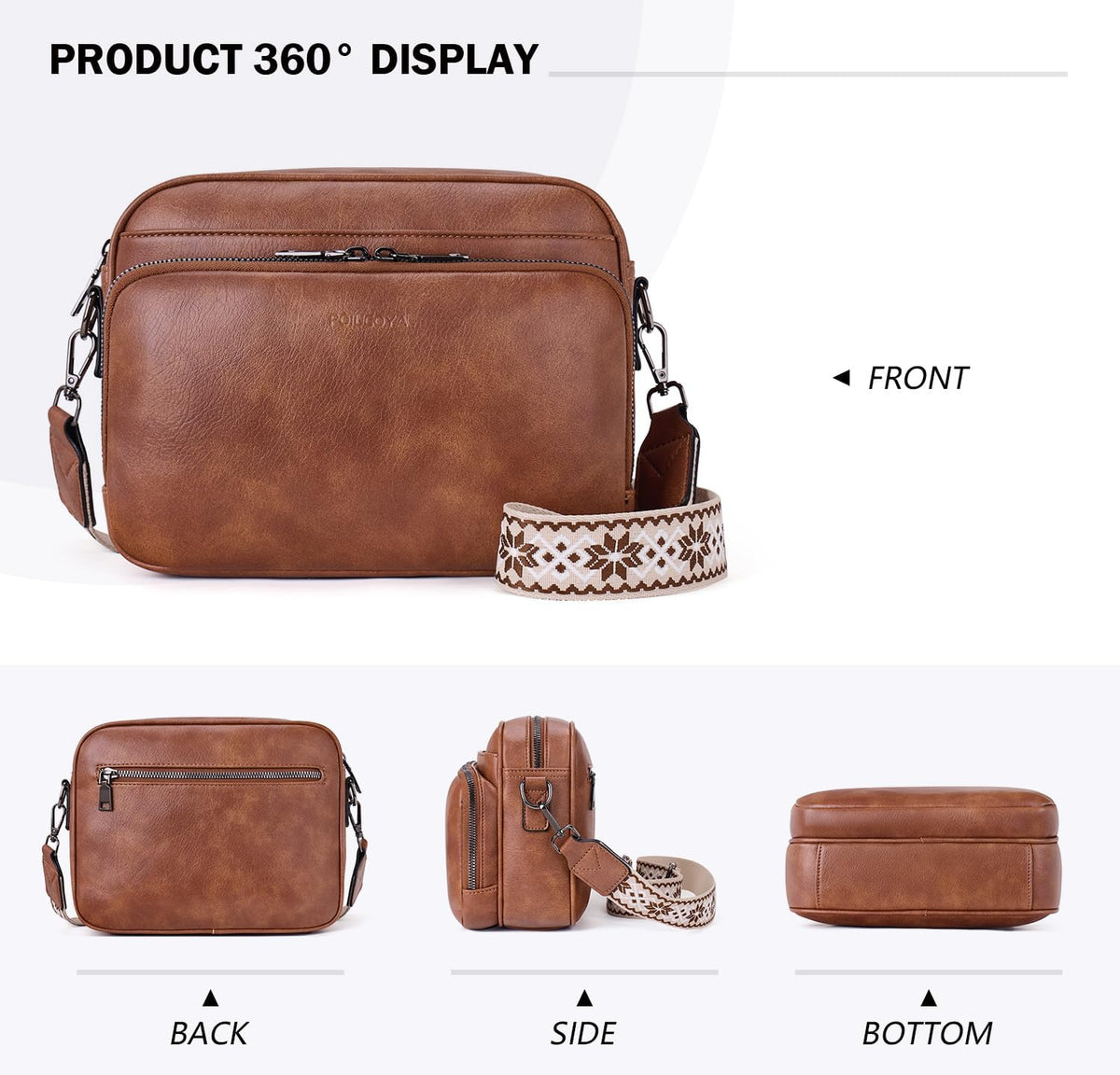 POIUGOYA Leather Crossbody Bag for Women Travel Purse Built-In RFID Wallet