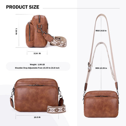POIUGOYA Leather Crossbody Bag for Women Travel Purse Built-In RFID Wallet
