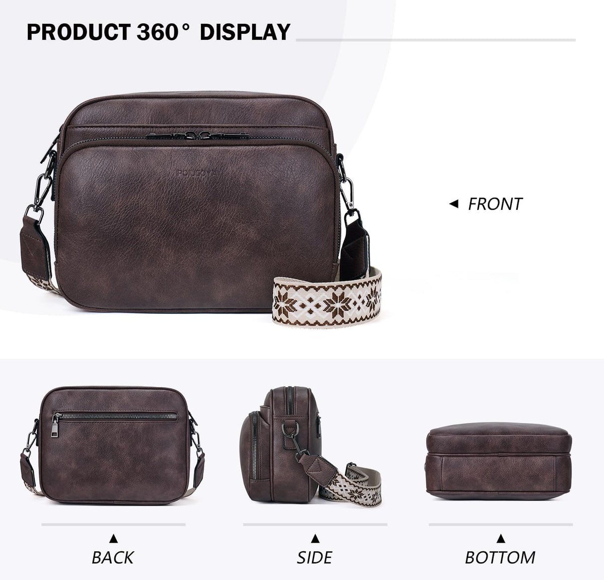 POIUGOYA Leather Crossbody Bag for Women Travel Purse Built-In RFID Wallet