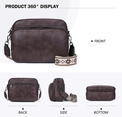 POIUGOYA Leather Crossbody Bag for Women Travel Purse Built-In RFID Wallet
