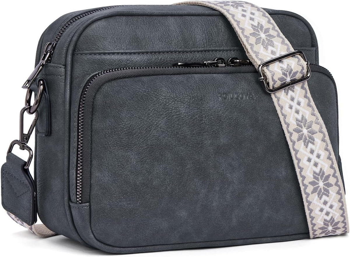 POIUGOYA Leather Crossbody Bag for Women Travel Purse Built-In RFID Wallet