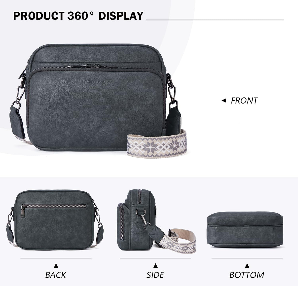 POIUGOYA Leather Crossbody Bag for Women Travel Purse Built-In RFID Wallet