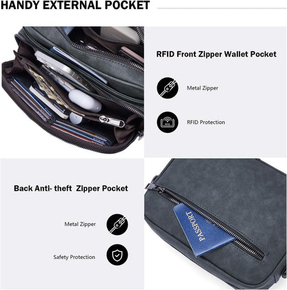 POIUGOYA Leather Crossbody Bag for Women Travel Purse Built-In RFID Wallet