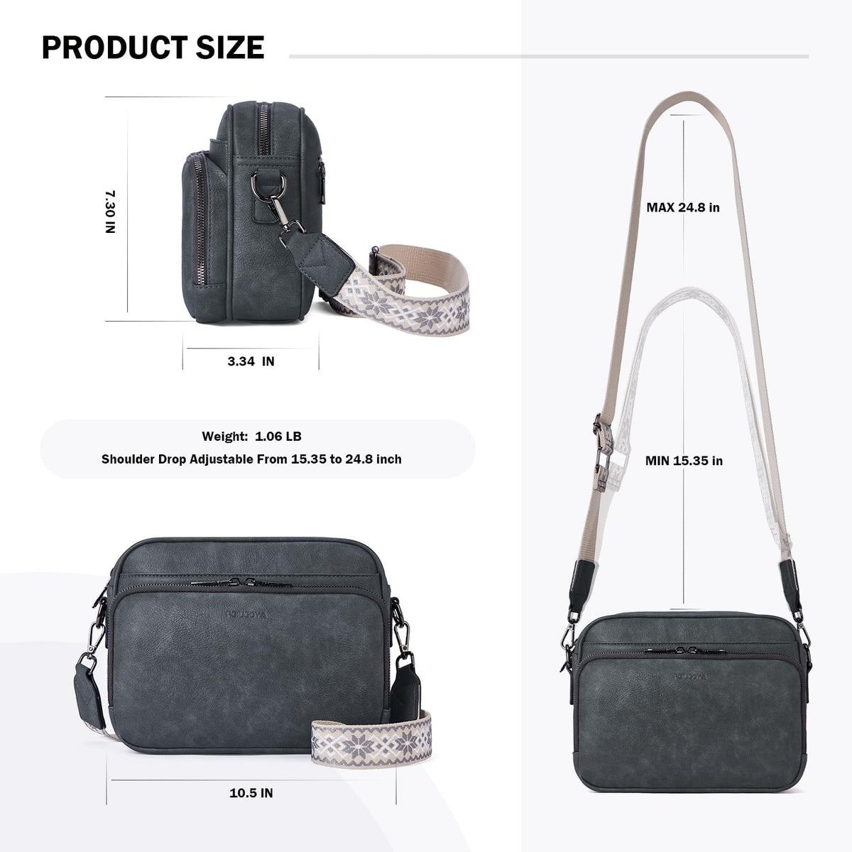 POIUGOYA Leather Crossbody Bag for Women Travel Purse Built-In RFID Wallet