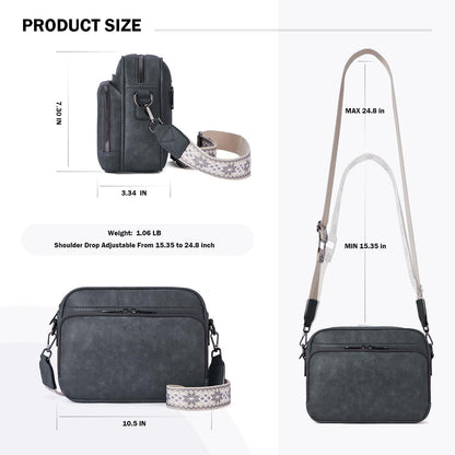 POIUGOYA Leather Crossbody Bag for Women Travel Purse Built-In RFID Wallet