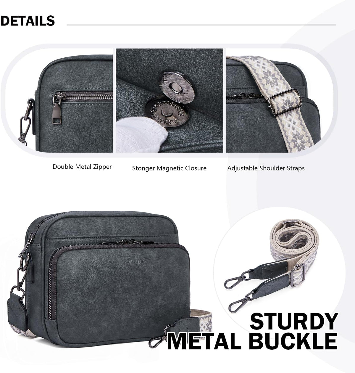 POIUGOYA Leather Crossbody Bag for Women Travel Purse Built-In RFID Wallet