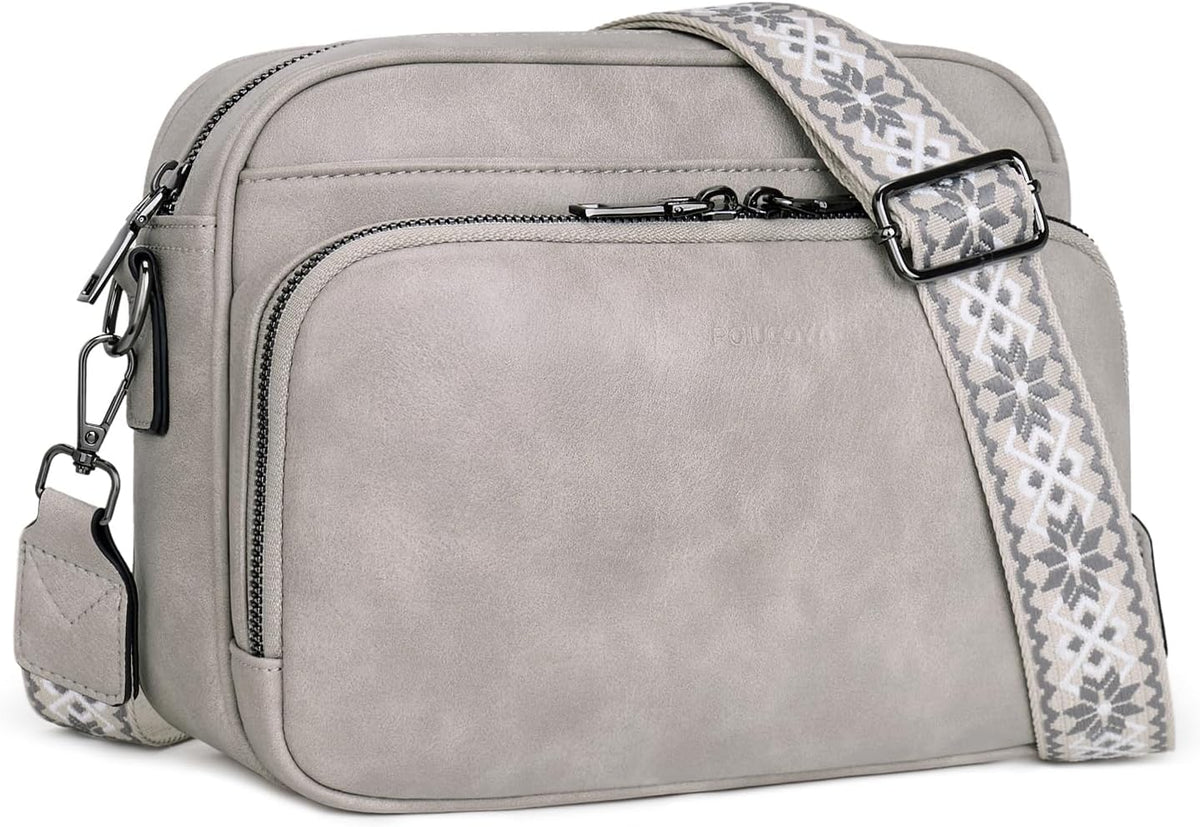 POIUGOYA Leather Crossbody Bag for Women Travel Purse Built-In RFID Wallet