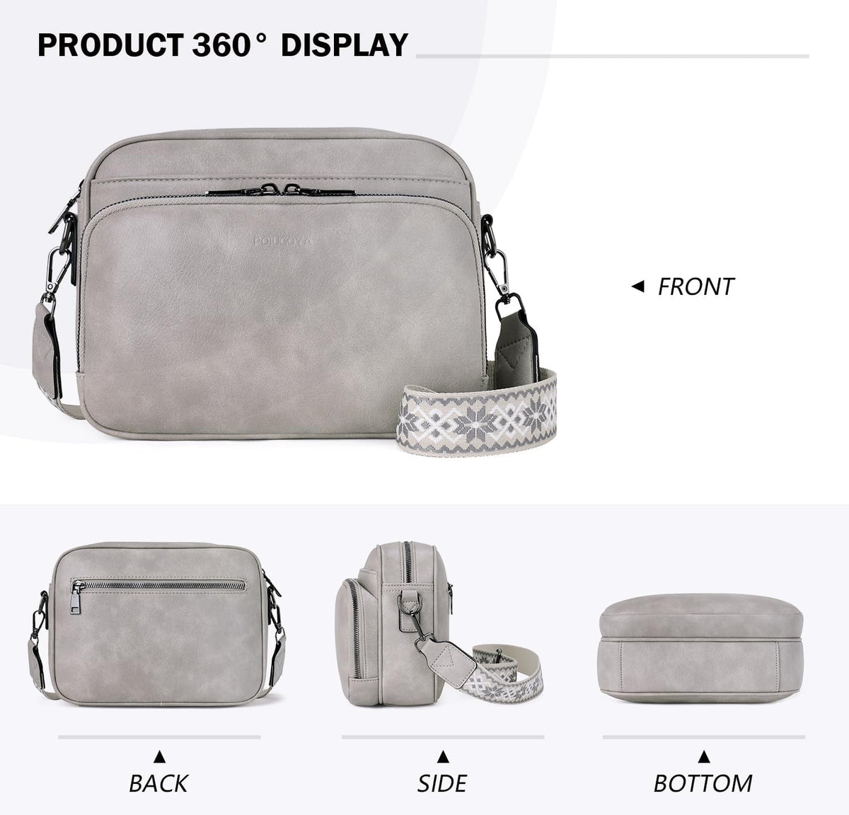 POIUGOYA Leather Crossbody Bag for Women Travel Purse Built-In RFID Wallet
