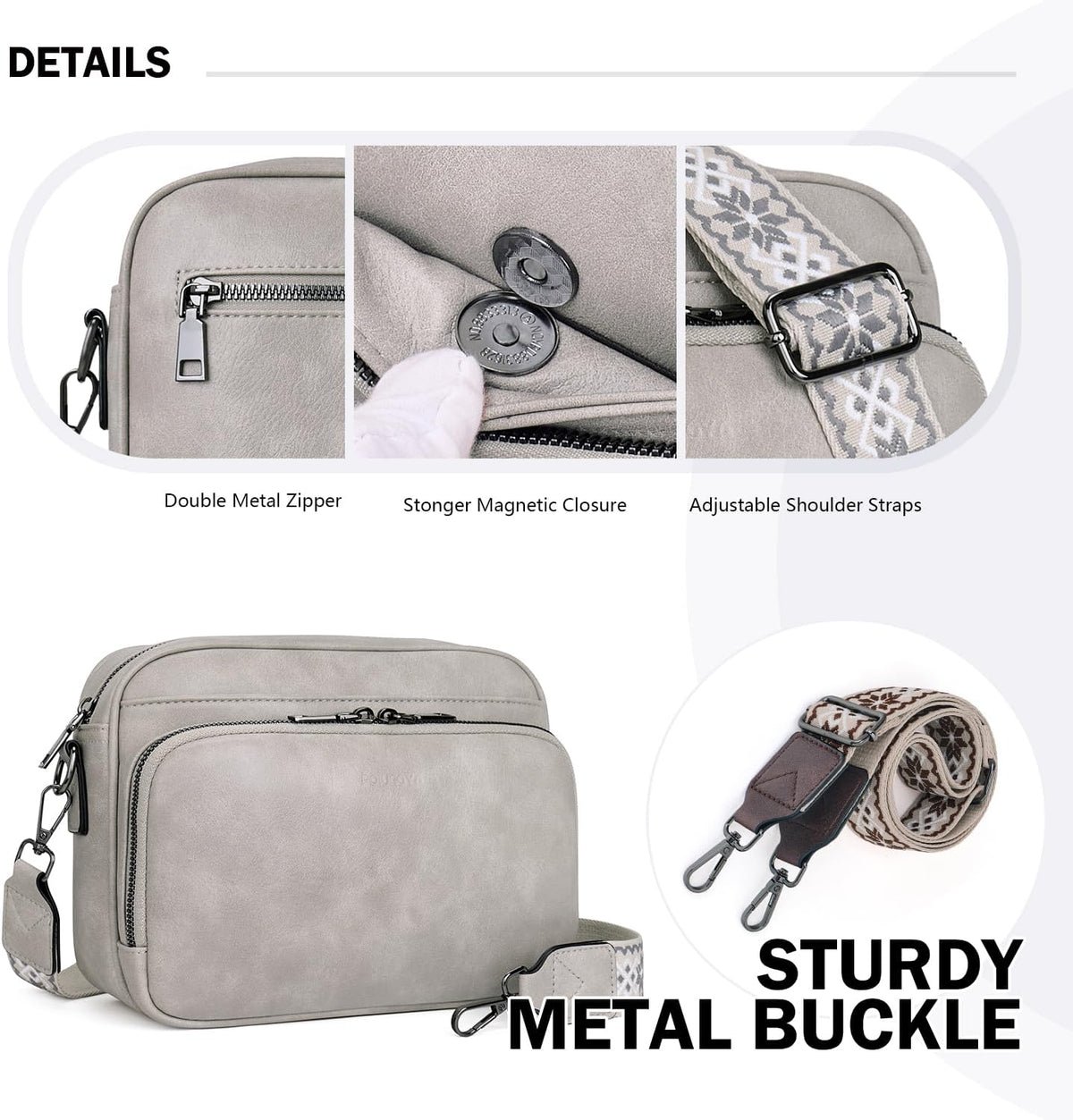 POIUGOYA Leather Crossbody Bag for Women Travel Purse Built-In RFID Wallet