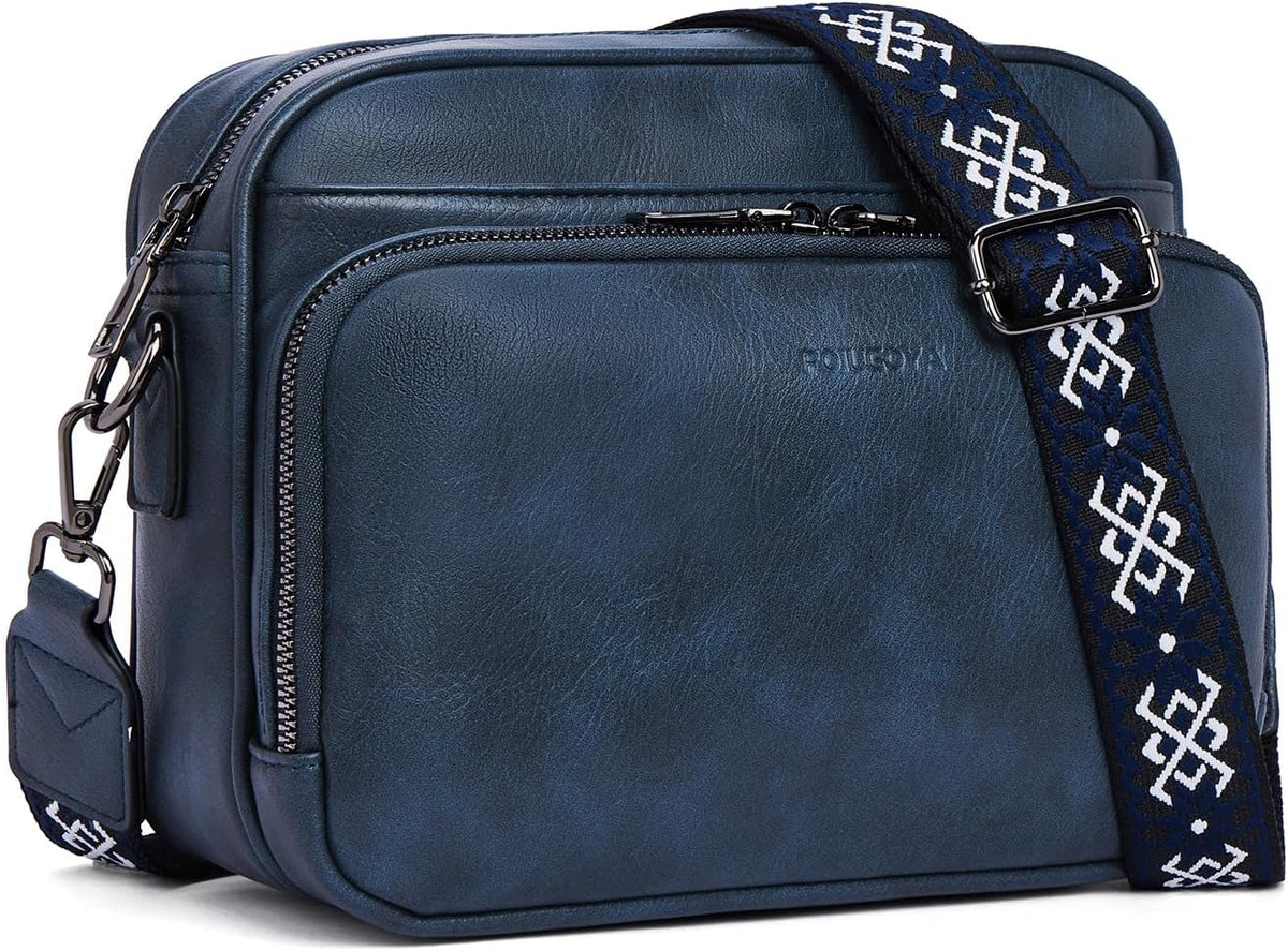 POIUGOYA Leather Crossbody Bag for Women Travel Purse Built-In RFID Wallet
