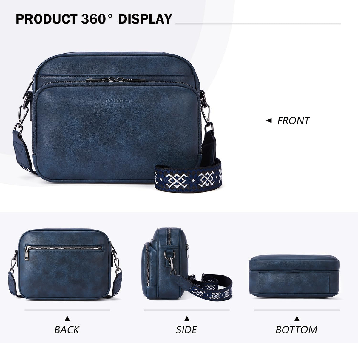 POIUGOYA Leather Crossbody Bag for Women Travel Purse Built-In RFID Wallet