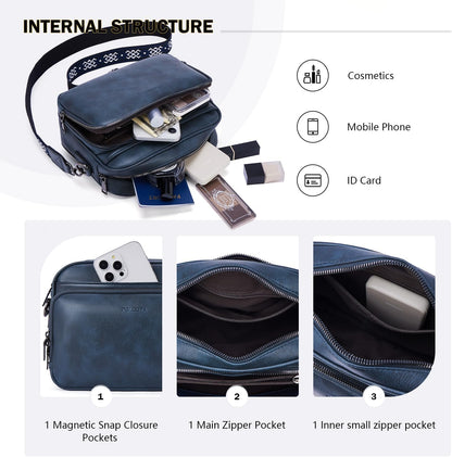 POIUGOYA Leather Crossbody Bag for Women Travel Purse Built-In RFID Wallet