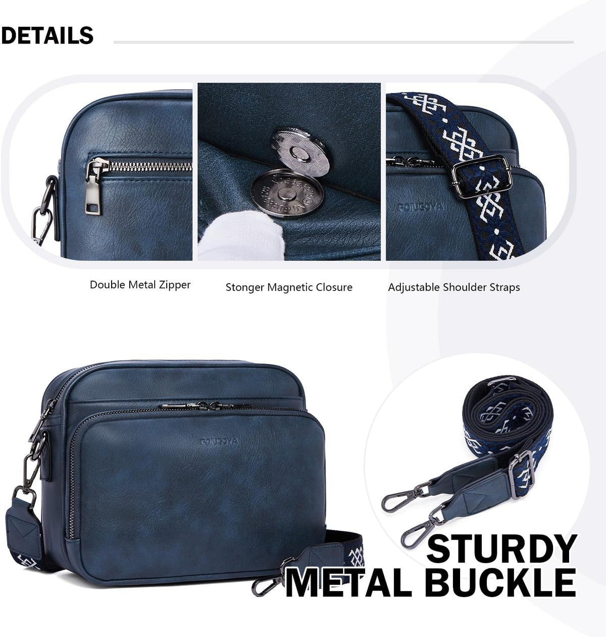 POIUGOYA Leather Crossbody Bag for Women Travel Purse Built-In RFID Wallet
